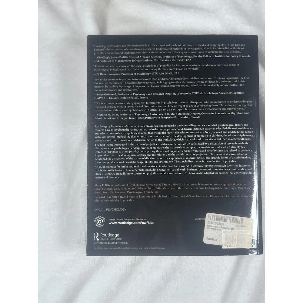 Psychology Of Prejudice And Discrimination Kite Whitley Black Trade PB Routledge